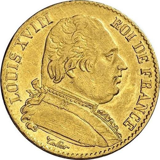 Obverse 20 Francs 1815 W "Type 1814-1815" - Gold Coin Value - France, Louis XVIII