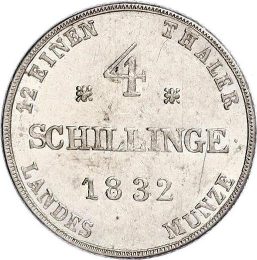 Revers 4 Schillinge 1832 - Silbermünze Wert - Mecklenburg-Schwerin, Friedrich Franz I