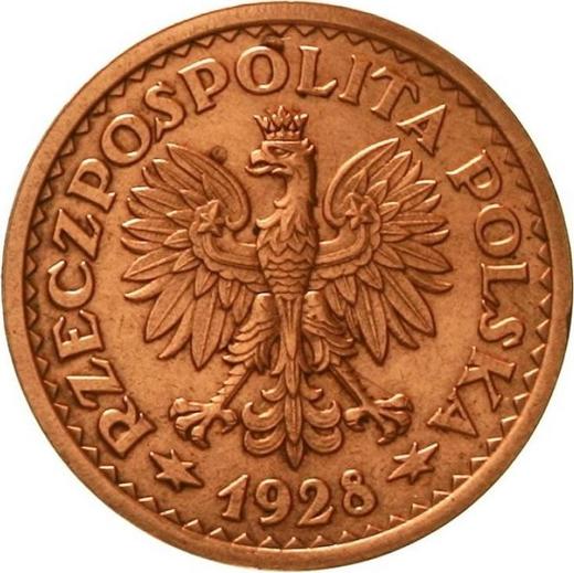 Obverse Pattern 1 Zloty 1928 "Spikelets wreath" Bronze -  Coin Value - Poland, II Republic