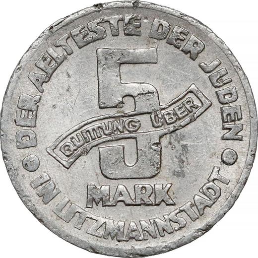 Reverse 5 Mark 1943 "Litzmannstadt Ghetto" Aluminum -  Coin Value - Poland, German Occupation