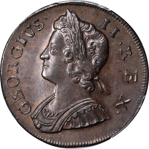 Avers 1/2 Penny 1736 "Porträt in jungen Jahren" - Münze Wert - Großbritannien, Georg II