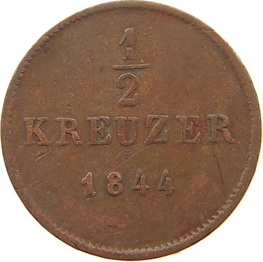 Reverso Medio kreuzer 1844 "Tipo 1840-1856" - valor de la moneda  - Wurtemberg, Guillermo I
