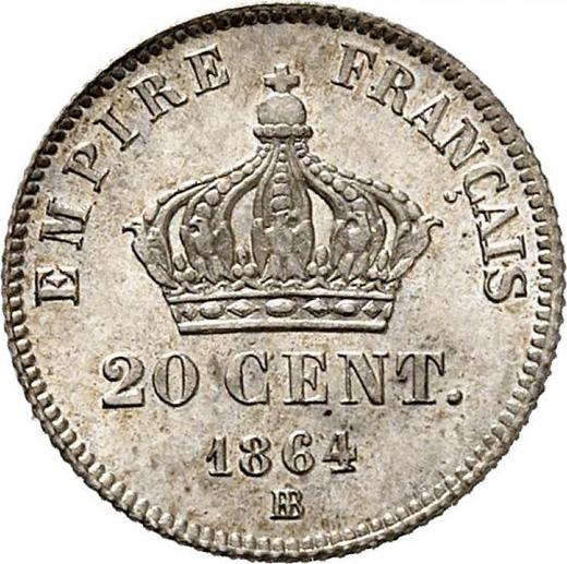 Revers 20 Centime 1864 BB "Typ 1864-1866" - Silbermünze Wert - Frankreich, Napoleon III
