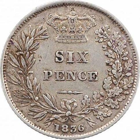 Reverse Sixpence 1836 - Silver Coin Value - United Kingdom, William IV