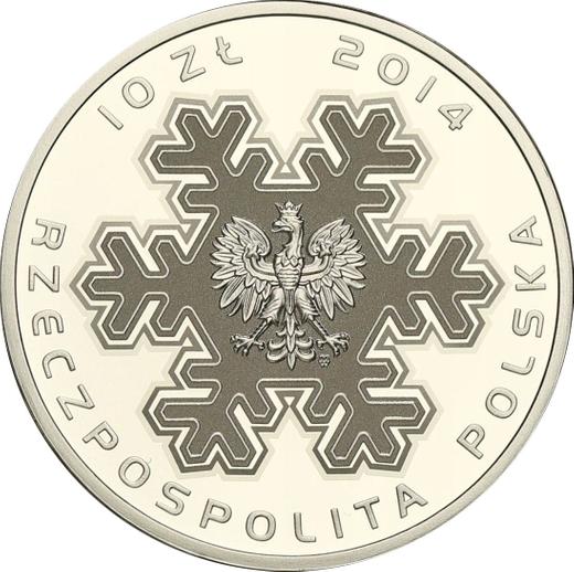 Obverse 10 Zlotych 2014 MW "Polish Olympic Team - Sochi 2014" - Silver Coin Value - Poland, III Republic after denomination
