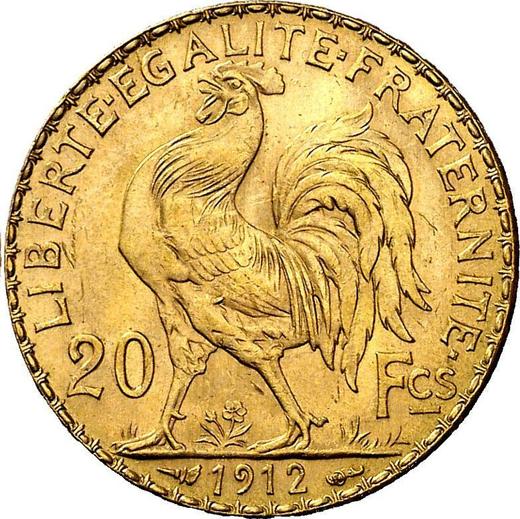 Reverse 20 Francs 1912 "Type 1907-1914" - Gold Coin Value - France, Third Republic