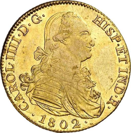 Obverse 8 Escudos 1802 M FA - Gold Coin Value - Spain, Charles IV