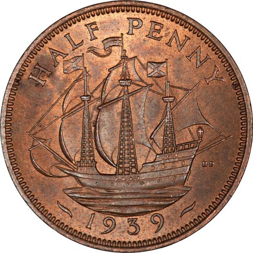 Revers 1/2 Penny 1939 HP - Münze Wert - Großbritannien, Georg VI