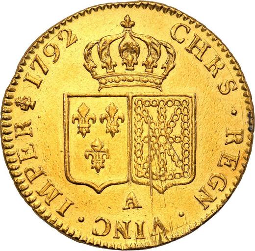Reverse Double Louis d'Or 1792 A - Gold Coin Value - France, Louis XVI