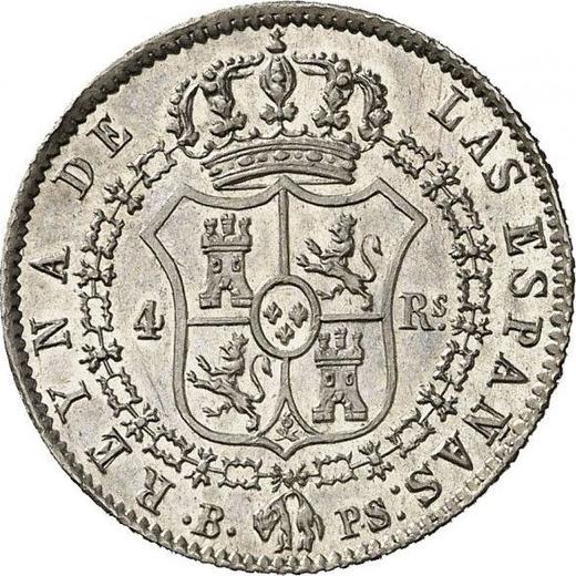 Reverse 4 Reales 1844 B PS - Silver Coin Value - Spain, Isabella II