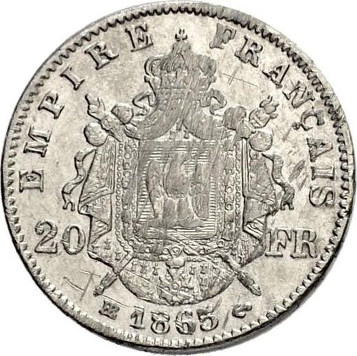 Revers 20 Franken 1865 BB "Typ 1861-1870" Platin - Platinummünze Wert - Frankreich, Napoleon III