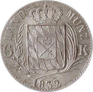 Reverse 6 Kreuzer 1832 - Silver Coin Value - Bavaria, Ludwig I