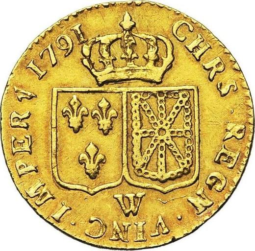 Reverso Louis d'Or 1791 W - valor de la moneda de oro - Francia, Luis XVI