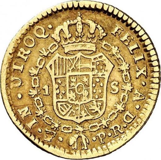 Reverse 1 Escudo 1786 PTS PR - Gold Coin Value - Bolivia, Charles III