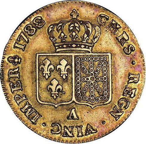 Реверс монеты - Двойной луидор 1788 года A - цена золотой монеты - Франция, Людовик XVI