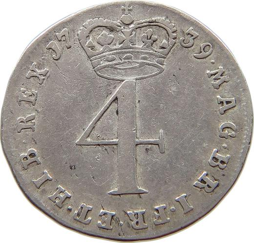 Reverse Fourpence (Groat) 1739 - Silver Coin Value - United Kingdom, George II