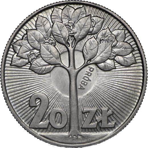 Rewers monety - Próba 20 złotych 1973 MW "Drzewo" Miedź-nikiel - cena  monety - Polska, PRL