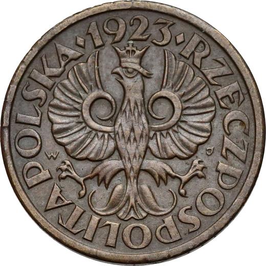 Obverse Pattern 5 Groszy 1923 WJ Brass Edge "MENNICA PAŃSTWOWA" - Coin Value - Poland, II Republic