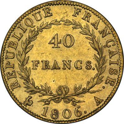Reverse 40 Francs 1806 A "Type 1806-1807" - Gold Coin Value - France, Napoleon I