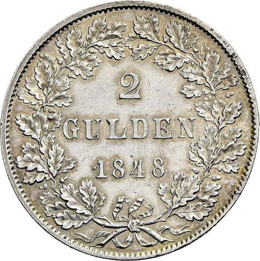 Reverso 2 florines 1848 - valor de la moneda de plata - Fráncfort del Meno, Ciudad Libre