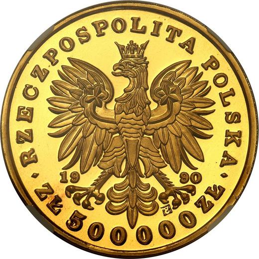 Obverse 500000 Zlotych 1990 "Jozef Pilsudski" - Gold Coin Value - Poland, III Republic before denomination