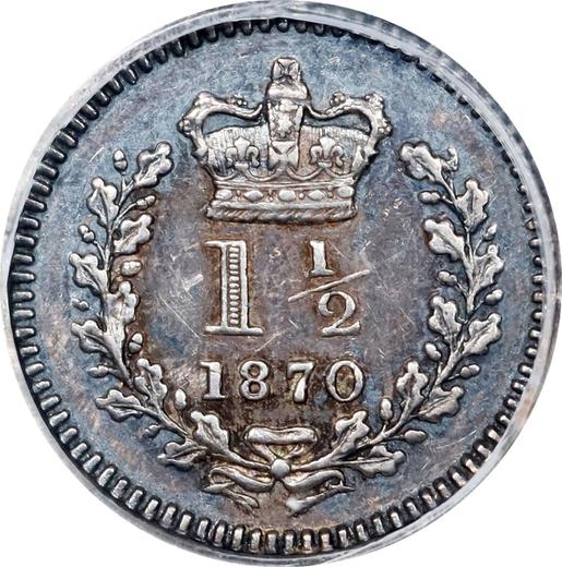 Reverse 1 1/2 Pence 1870 - Silver Coin Value - United Kingdom, Victoria