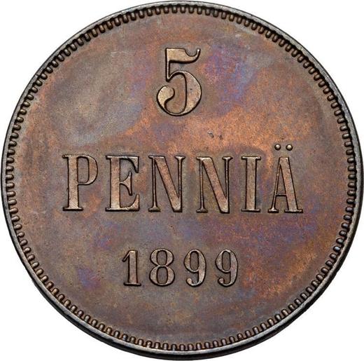 Reverse 5 Pennia 1899 - Coin Value - Finland, Grand Duchy
