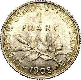 Reverse 1 Franc 1908 "Sower" - Silver Coin Value - France, Third Republic