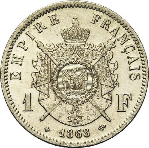 Revers 1 Franken 1868 BB "Typ 1866-1870" - Silbermünze Wert - Frankreich, Napoleon III
