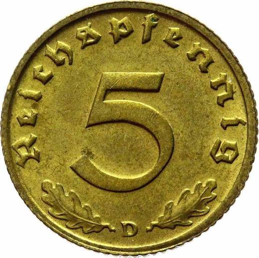 Obverse 5 Reichspfennig 1938 D "Type 1936-1939" -  Coin Value - Germany, Third Reich