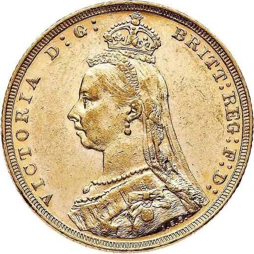 Obverse Sovereign 1892 M JEB "Jubilee portrait" - Gold Coin Value - Australia, Victoria