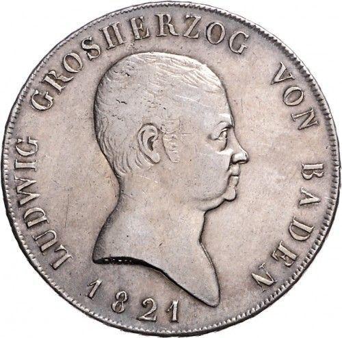 Obverse Thaler 1821 - Silver Coin Value - Baden, Louis I