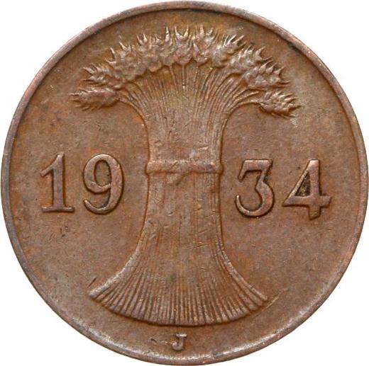 Revers 1 Reichspfennig 1934 J - Münze Wert - Deutschland, Weimarer Republik