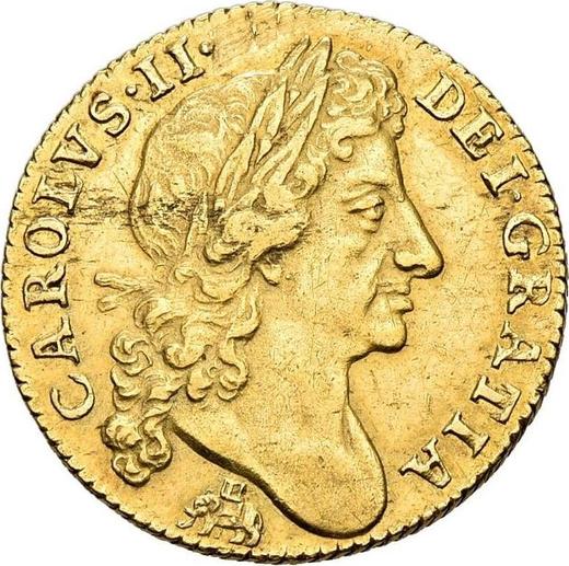 Obverse Half Guinea 1677 "Second laureate bust" Elephant and castle - Gold Coin Value - United Kingdom, Charles II