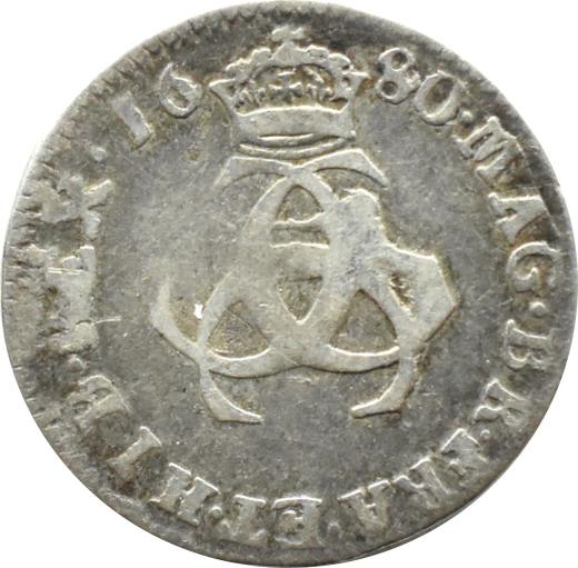 Reverso 3 peniques 1680 - valor de la moneda de plata - Gran Bretaña, Carlos II