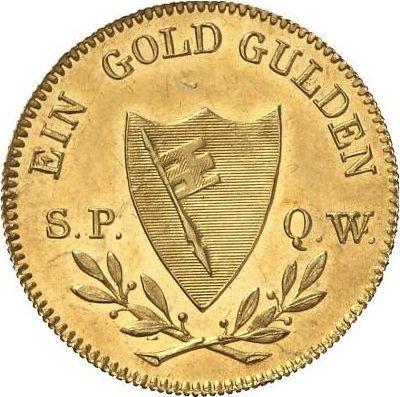 Реверс монеты - Гульден без года (1835-1839) "Тип 1827-1835" Большие буквы - цена золотой монеты - Вюрцбург, Людвиг I