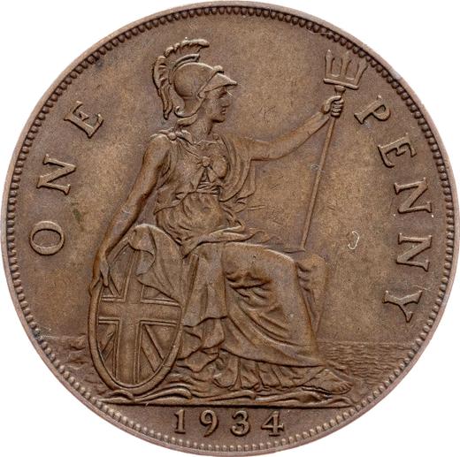 Revers 1 Penny 1934 "Typ 1911-1936" - Münze Wert - Großbritannien, Georg V
