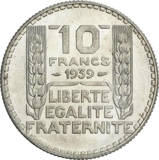 Реверс монеты - 10 франков 1939 года "Тип 1929-1939" - цена серебряной монеты - Франция, Третья республика