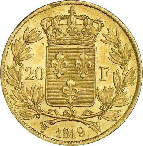 Reverse 20 Francs 1819 W "Type 1816-1824" - Gold Coin Value - France, Louis XVIII