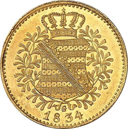 Revers Dukat 1834 G - Goldmünze Wert - Sachsen-Albertinische, Anton