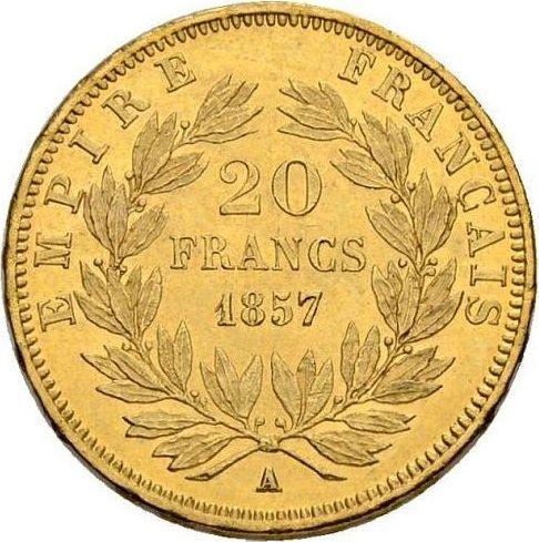 Reverse 20 Francs 1857 A "Type 1853-1860" - Gold Coin Value - France, Napoleon III