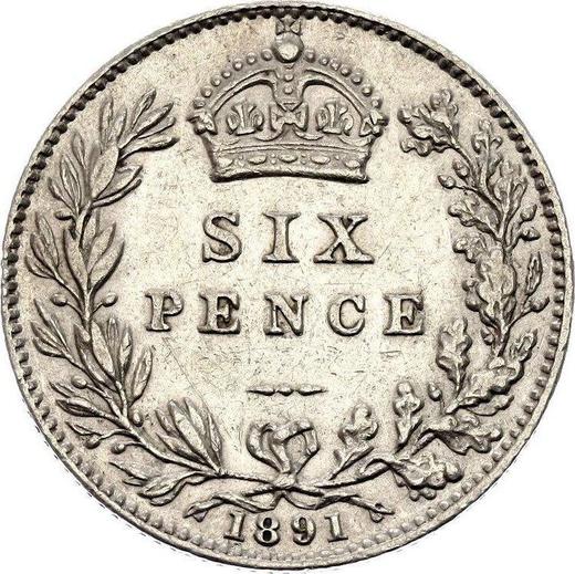 Reverse Sixpence 1891 JEB "Jubilee Head" - Silver Coin Value - United Kingdom, Victoria