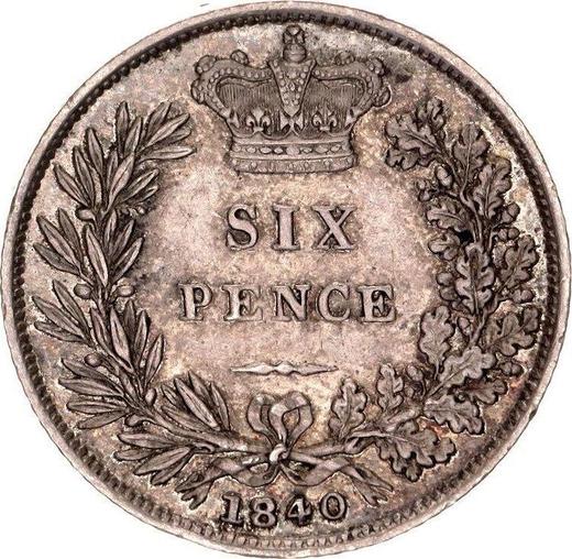 Reverse Sixpence 1840 - Silver Coin Value - United Kingdom, Victoria