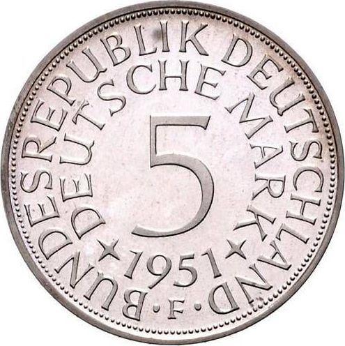 Obverse 5 Mark 1951 F - Silver Coin Value - Germany, FRG