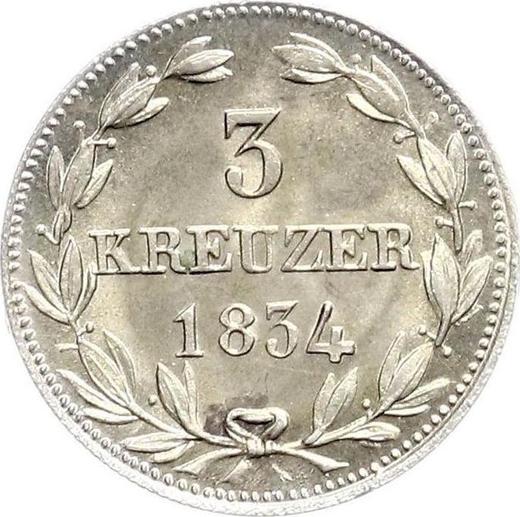Reverse 3 Kreuzer 1834 - Silver Coin Value - Nassau, William