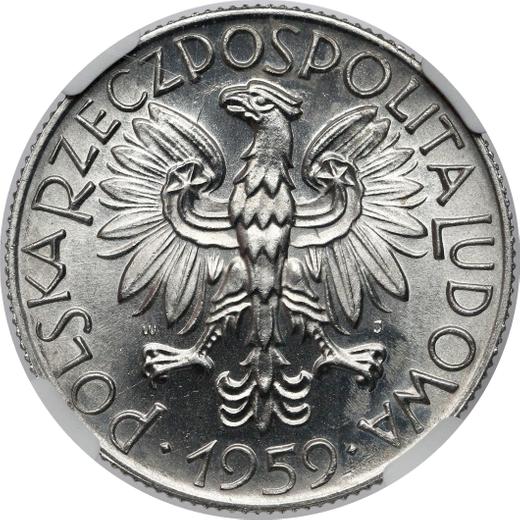 Obverse 5 Zlotych 1959 WJ JG "Fisherman" -  Coin Value - Poland, Peoples Republic