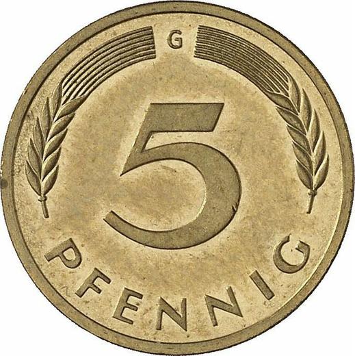 Obverse 5 Pfennig 1996 G -  Coin Value - Germany, FRG