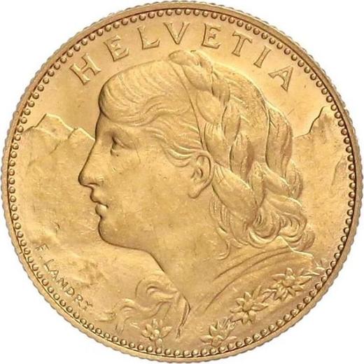 Obverse 10 Francs 1915 B "Vreneli" - Gold Coin Value - Switzerland, Confederation