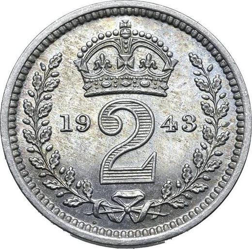 Rewers monety - 2 pensy 1943 HP - cena srebrnej monety - Wielka Brytania, Jerzy VI