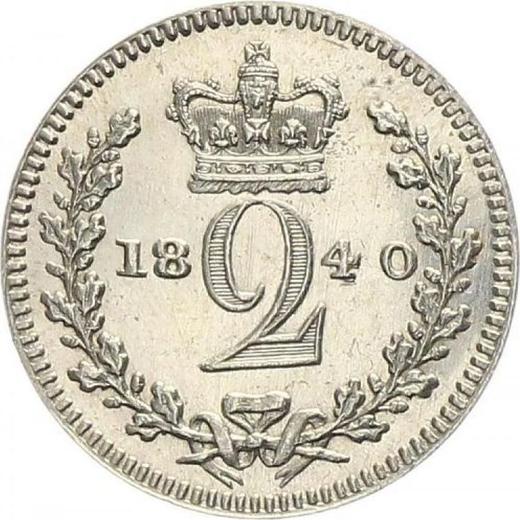 Reverso 2 peniques 1840 - valor de la moneda de plata - Gran Bretaña, Victoria